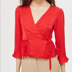 SOLD Topshop - Red Silk Peplum Top BRAND BEW